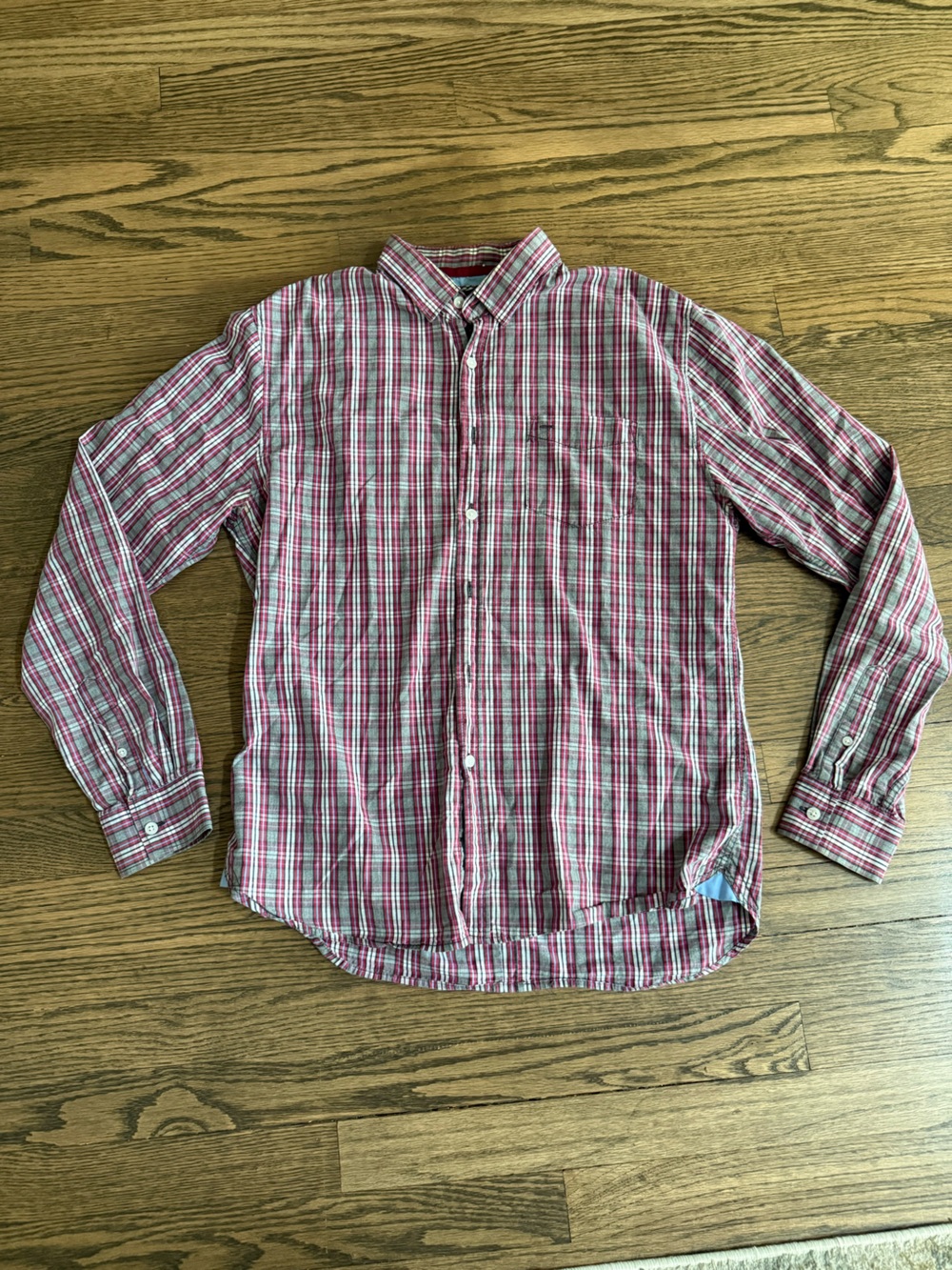 Cotton On Men's Red and White Plaid Button-Down Shirt